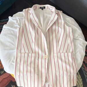 Express Women's Red White Blue Striped Vest